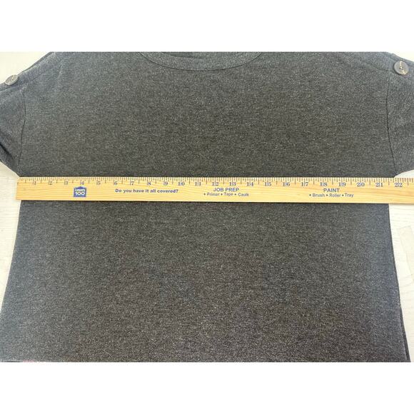 Soft Surroundings Knit Blouse Gray Button Accents Long Sleeve Stretch Comfy L - Picture 9 of 12